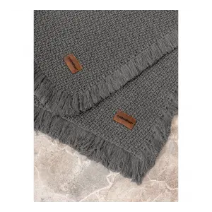 Cotton Box Bath Rug Set 75X125+60X90 Banyo Paspası Antrasit