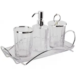 Decorium Accademia Platin Banyo Seti 4 parça 20 CM