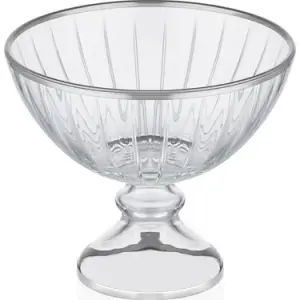 Decorium Accademia Platin Yaldızlı 23,5 cm Ayaklı Cam Kase