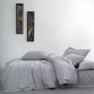 Ecocotton Hena Çift Kişilik Nevresim Takımı Organik Pamuk Saten Gri