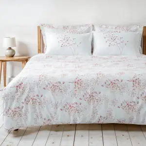 Ecocotton Lavena Çift Kişilik Nevresim Takımı Pamuk Saten 210 TC Krem-Pembe