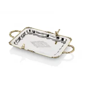 Lamedore Black Pearl Kuşlu Büyük Boy Düz Tepsi42X28X5 Cm