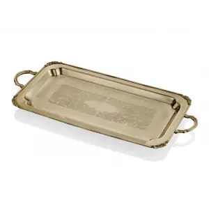 Lamedore black Pearl Sade Uzun Gold Tepsi 59x31x5 Cm