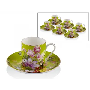 Lamedore Botanıca Yellow 6 Kişilik Kahve Fincan Seti