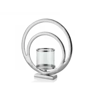 Lamedore Hammered Round Nickel Large Hurricane 39x14x41 Cm