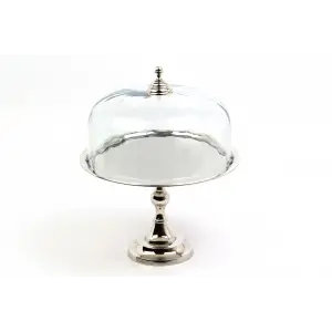 Lamedore optik cam yuvarlak nıkel ayaklı kek standı 28,5x28,5x35 cm