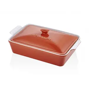 Lamedore Rossallını Life Büyük Dikdörtgen Kapaklı Kiremit Fırın Kabı 38x23x8,5 Cm