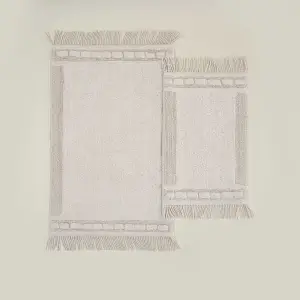 Ecocotton Luna 2li Banyo Paspas Seti Karde Pamuk krem