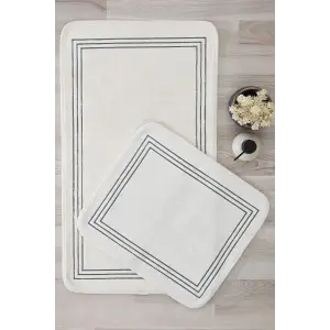 Nazik Home Zen Çizgi Nakışlı 2li Paspas Set (60 x 100 cm)