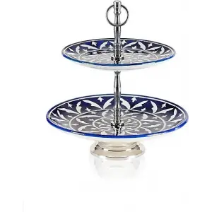 The Mia Corallo 2 Katlı Kek Pasta Servisi Mavi 27X22x31 Cm