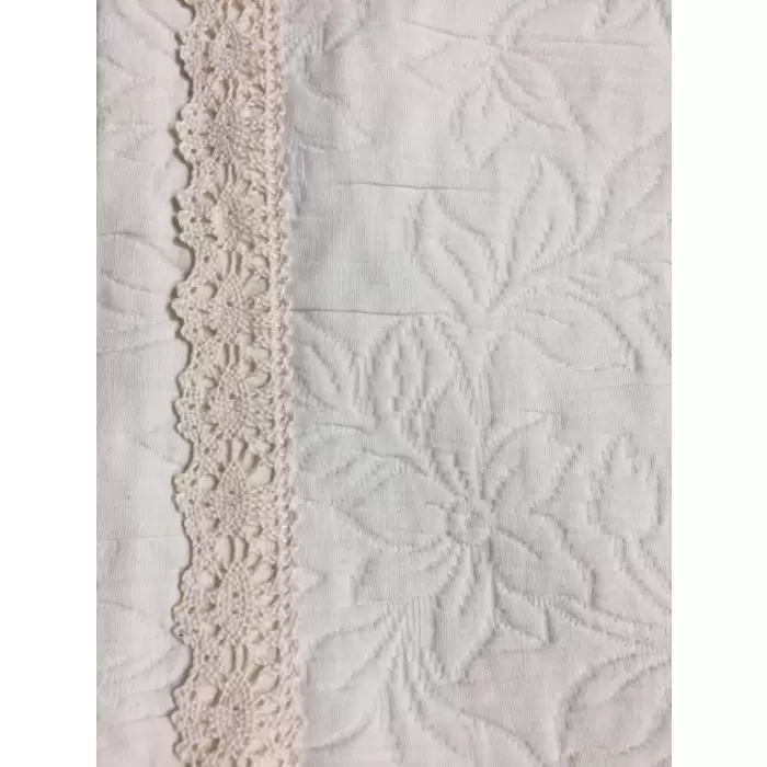 Rüya Pike Odamoda Tek Kişilik Krem Dantelli Yatak Örtüsü 180x260