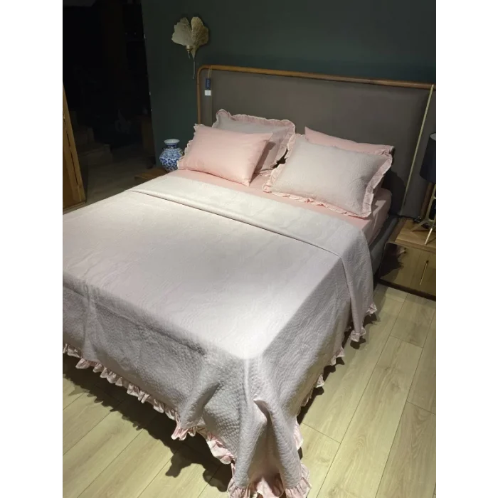 Rüya Pike Fırfırlı Pike Takımı Çift Kişilik Pembe