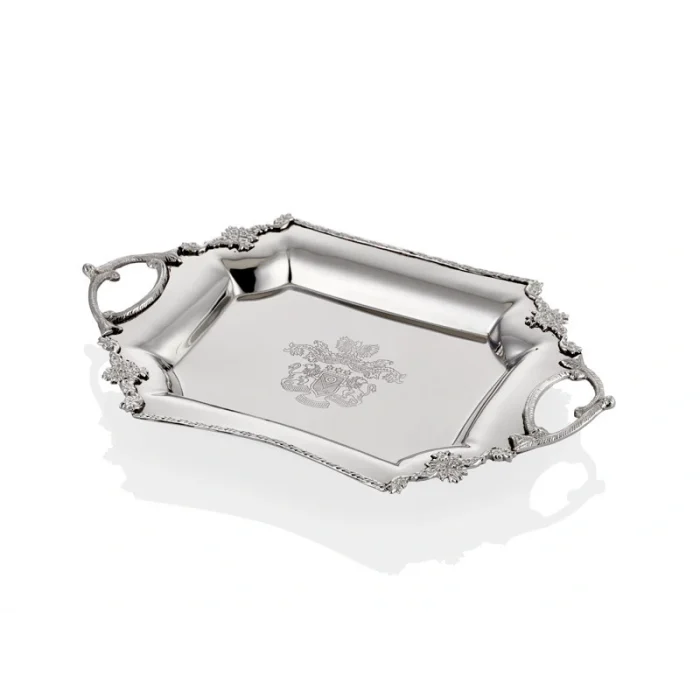 Lamedore Engrave Border Gümüş Tepsi 35x23x4 Cm