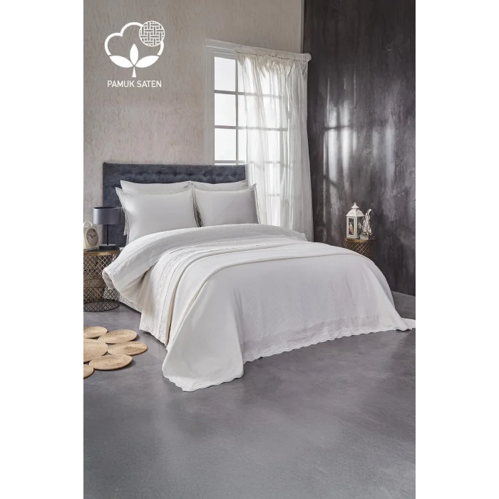 Nazik Home Sueno Dantelli Çift Kişilik 7 Parça Nevresim + Pike Set