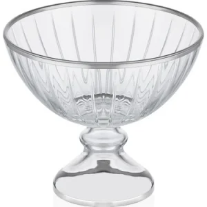 Decorium Accademia Platin Yaldızlı 23,5 cm Ayaklı Cam Kase
