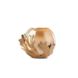 Selin Dekor Metal Döküm Alev Vazo 24Cm