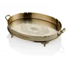 Lamedore Black Pearl Sade Büyük  Boy Gold Tepsi 50x32x8 Cm