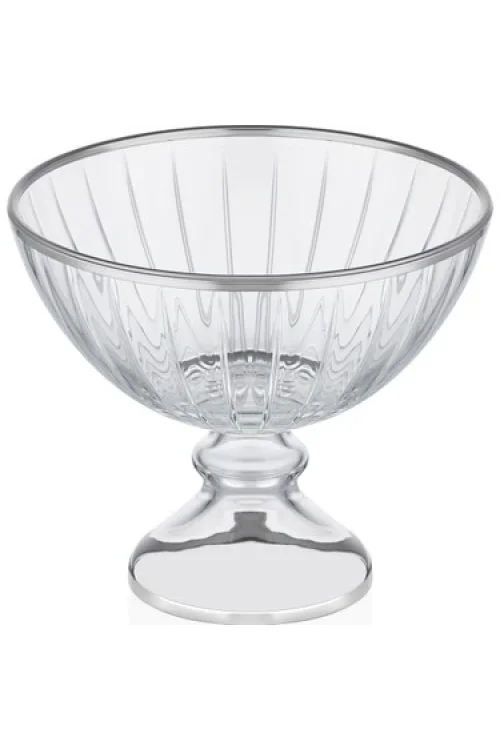Decorium Accademia Platin Yaldızlı 23,5 cm Ayaklı Cam Kase