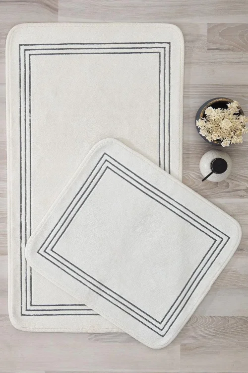 Nazik Home Zen Çizgi Nakışlı 2li Paspas Set (60 x 100 cm)