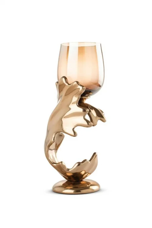 Selin Dekor Metal Döküm Alev Mumluk 40Cm