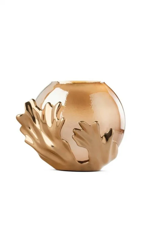 Selin Dekor Metal Döküm Alev Vazo 24Cm