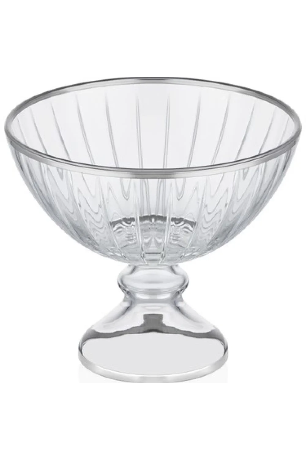Decorium Accademia Platin Yaldızlı 23,5 cm Ayaklı Cam Kase