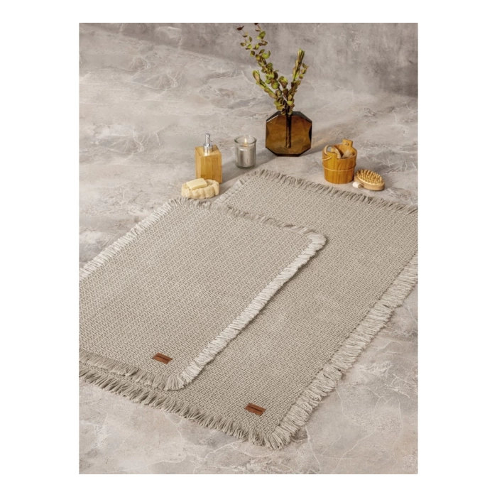 Cotton Box Bath Rug Set 75X125+60X90 Banyo Paspası Bej