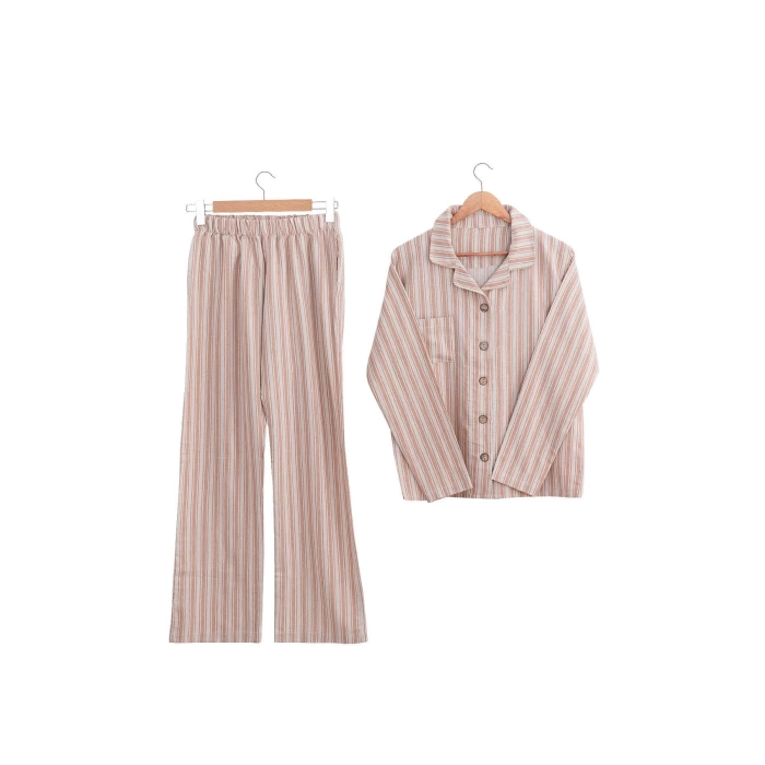 Ecocotton Ala Kadın Pijama Takımı %100 Organik Pamuk Keten Terra S Beden