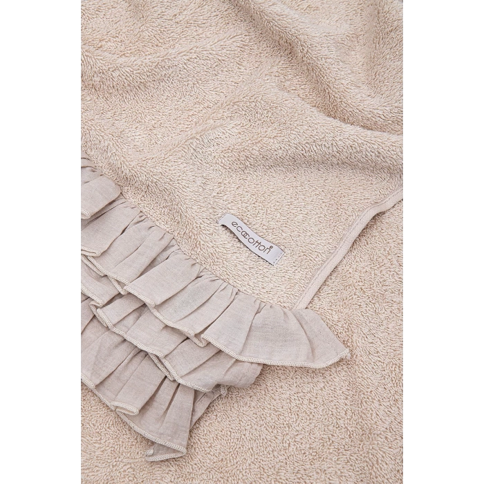 Ecocotton Miranda El Yüz Havlusu 5100 Organik Pamuk Fırfırlı Bej 50x90 cm