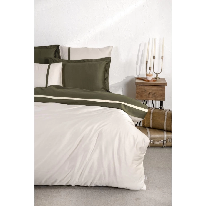 Ecocotton New Basic Tek Kişilik Nevresim Takımı Pamuk Saten Yeşil