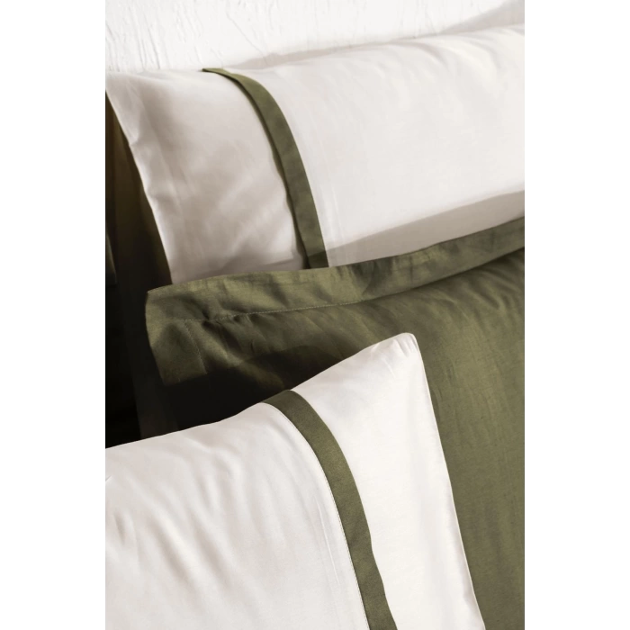 Ecocotton New Basic Tek Kişilik Nevresim Takımı Pamuk Saten Yeşil