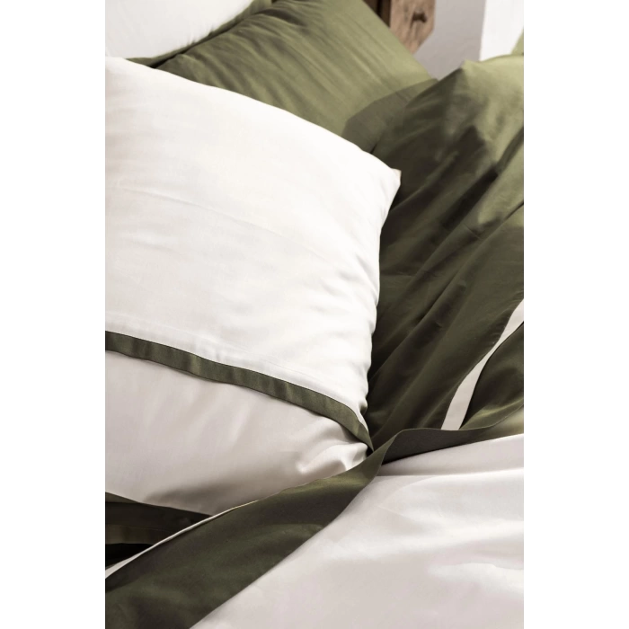 Ecocotton New Basic Tek Kişilik Nevresim Takımı Pamuk Saten Yeşil