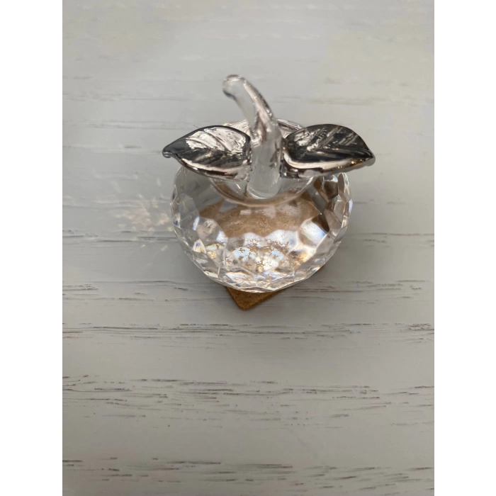 Hera Küçük Cam Saplı Elma - Gümüş