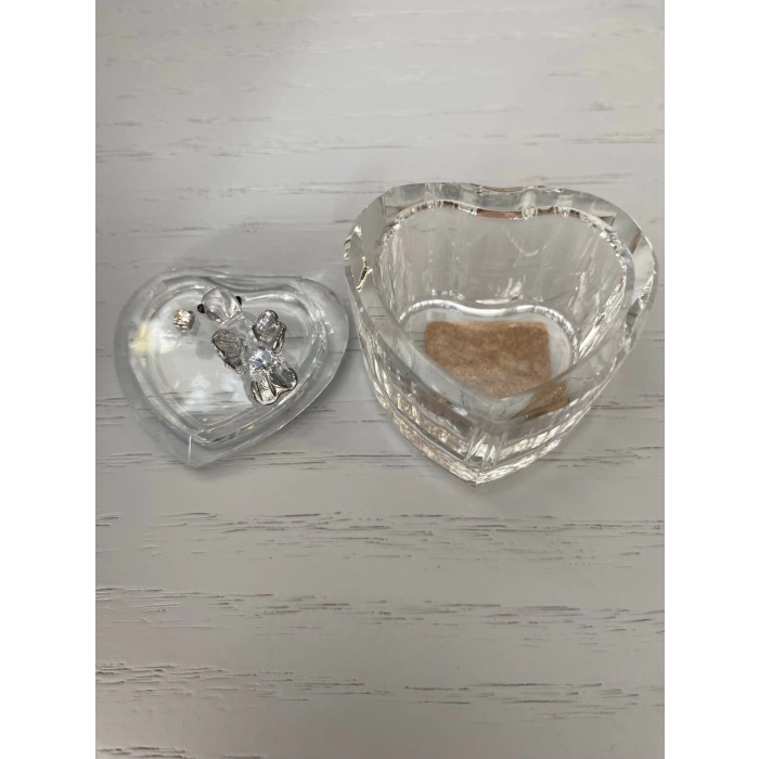 Hera Kuşlu Kalp Kutu - Gümüş