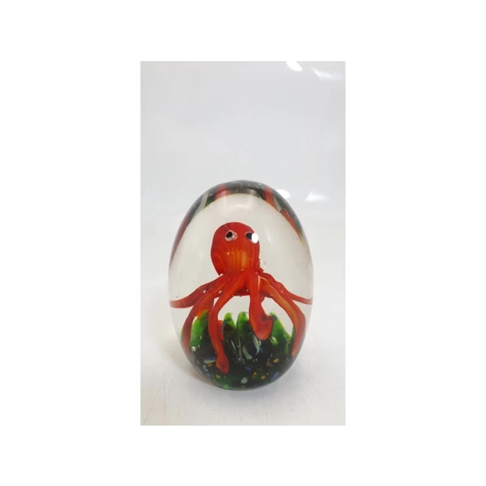 Lamedore Octopus Red Green Glass Cam Dekor 9x9x11 Cm