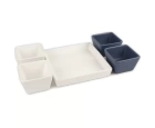 Mikasa Moor Mavi Beyaz Kare 5li Servis 20x3 Cm 10x6 Cm