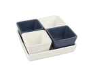 Mikasa Moor Mavi Beyaz Kare 5li Servis 20x3 Cm 10x6 Cm