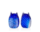 Lamedore Owl Blue Glass Cam Dekor 9,5x6,5x14 Cm