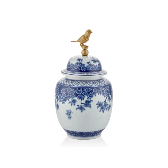 Lamedore Asia Bleu Blanc Kuşlu Küp Orta 16.3X16.3X30 cm