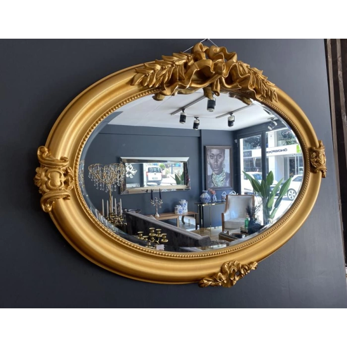 Porio Gold Oval Ayna 104x74 Cm