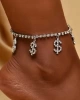 Kadın Dolar Sallantılı Model Gümüş Kristal Zirkon Taşlı Pırlanta Kararmaz Ayak Halhalı