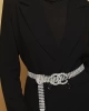 Kadın Gümüş Chanl Model Marka Kemer Kristal Işıltı Kaplamalı Kararmaz Zarif Elbise Kemeri