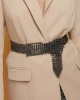 Kadın 10 Sıra Füme Tokalı Model Kristal Zirkon Taşlı Abiye Elbise Pantolon Etek Düğün Parti Kemeri