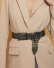 Kadın 10 Sıra Füme Tokalı Model Kristal Zirkon Taşlı Abiye Elbise Pantolon Etek Düğün Parti Kemeri