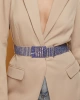 Kadın 10 Sıra Saks Mavi Tokalı Model Kristal Zirkon Taşlı Abiye Elbise Pantolon Etek Parti Kemeri