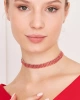 Kadın 4 Sıra Zirkon Taşlı Model Pırlanta Gümüş Kaplama Kolye Gerdanlık Abiye Kombin Tasma Choker