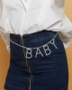 Kadın Baby Zincir Model Gümüş Kristal Zirkon Taşlı Abiye Elbise Pantolon Etek Düğün Parti Söz Kemeri