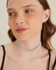 Kadın Beyaz Pastel Kristal Zirkon 4 Sıra Taşlı Model Tasma Gerdanlık Boyunluk Abiye Elbise Choker