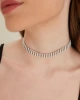 Kadın Beyaz Pastel Kristal Zirkon 4 Sıra Taşlı Model Tasma Gerdanlık Boyunluk Abiye Elbise Choker