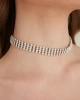 Kadın Beyaz Pastel Kristal Zirkon 4 Sıra Taşlı Model Tasma Gerdanlık Boyunluk Abiye Elbise Choker